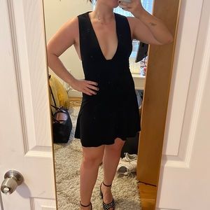 Aritzia Wilfred Black Suede V Neck Dress